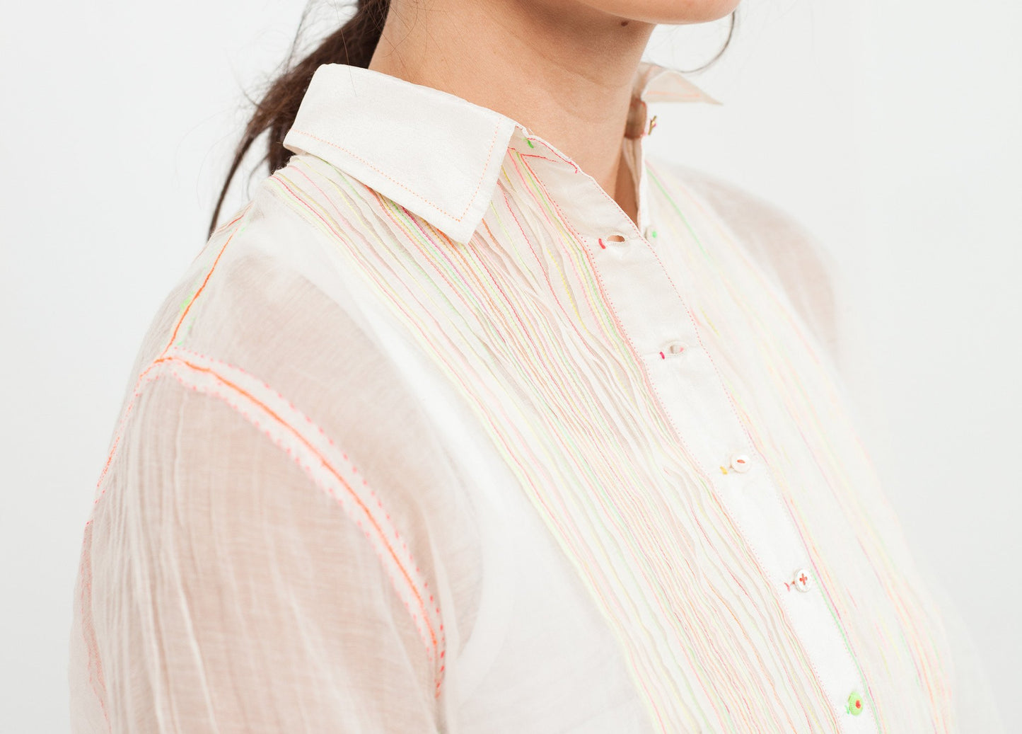 Sheer Rainbow Blouse in White